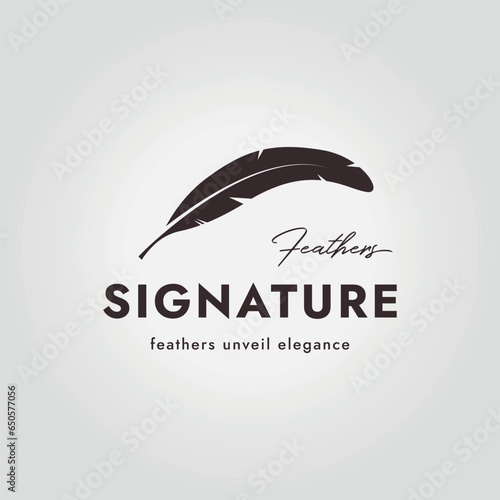 simple feather logo vector, illustration of fur icon design