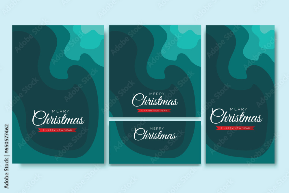 Fototapeta premium Merry Christmas Flyer and Social media Bundle Set Abstract Background 8
