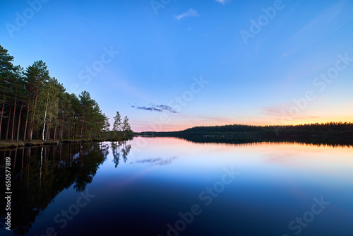Fototapeta Naklejka Na Ścianę i Meble -  Autumn night in forest lake
