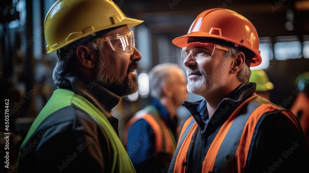 Professional heavy industry worker in a protective uniform and hard hat working at large industrial plant. Professional heavy industry worker in a protective uniform and hard hat working at large industrial plant.