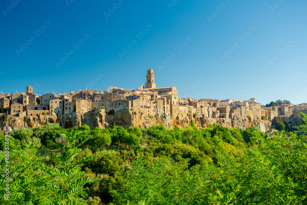 Pitigliano, Italy. Panoramic view of the old town	