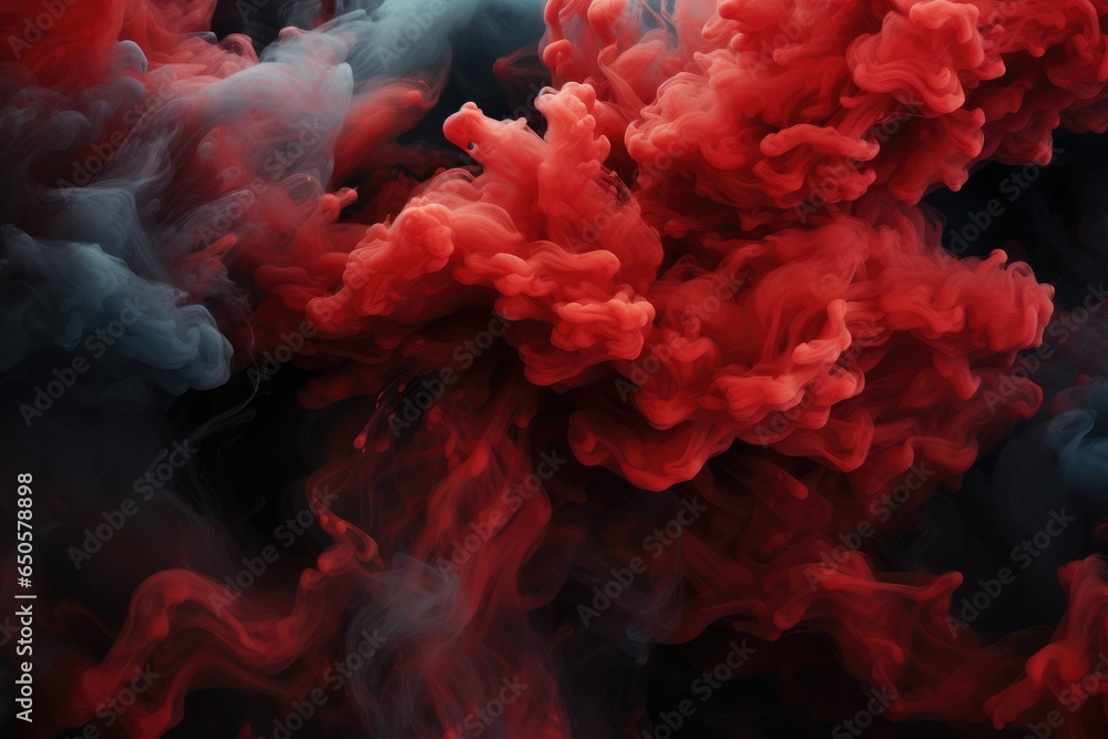 Obraz premium Smoke, Red and black smoke mixing.