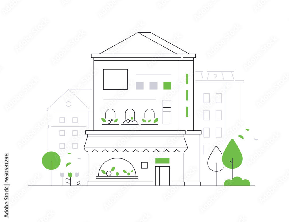 Store In the house - modern line design style illustration