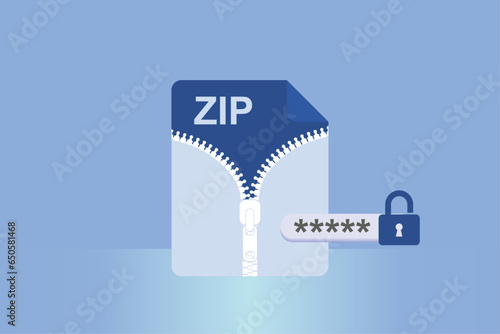 ZIP file folder icon. Zipped compressed file and folder. Archive document type. Modern flat design graphic illustration. Vector ZIP icon