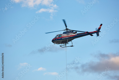 Helicopter rescue team training simulation. Austria police division photo