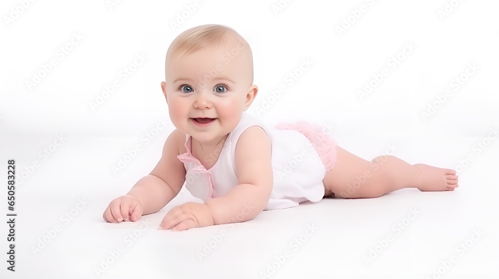 Capturing the Innocence of a Baby Laughing Joyfully on a Clean White Background Capturing the Innocence of a Baby Laughing Joyfully on a Clean White Background