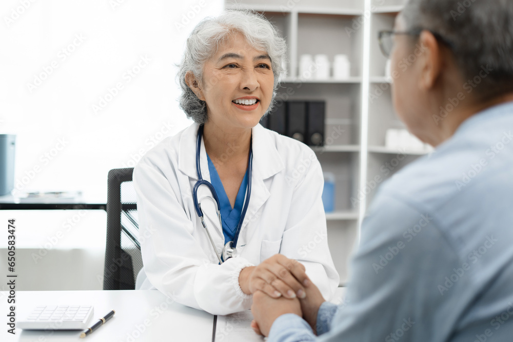 doctors shake hands with patients encouraging each other. To offer love, concern, and encouragement while checking the patient's health. concept of medicine. doctors shake hands with patients encouraging each other. To offer love, concern, and encouragement while checking the patient's health. concept of medicine.