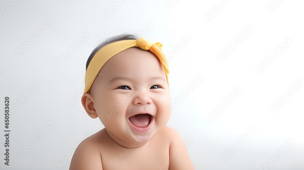 Capturing the Innocence of a Baby Laughing Joyfully on a Clean White Background Capturing the Innocence of a Baby Laughing Joyfully on a Clean White Background