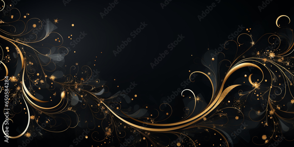 Abstract Shiny Luxury Frame, Black and Gold Color, Premium design, Party, invitation card, copy space for text, word Abstract Shiny Luxury Frame, Black and Gold Color, Premium design, Party, invitation card, copy space for text, word