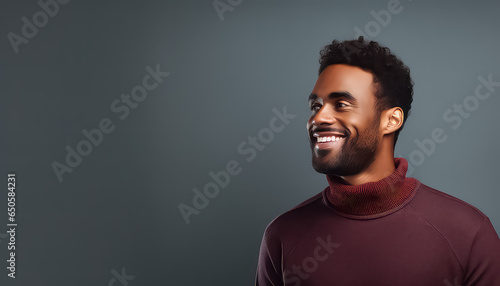 Portrait of a black African man on a gray background