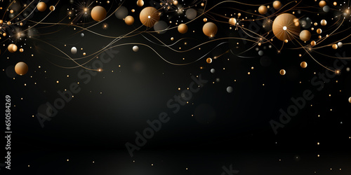 Abstract Shiny Luxury Frame, Black and Gold Color, Premium design, Party, invitation card, copy space for text, word