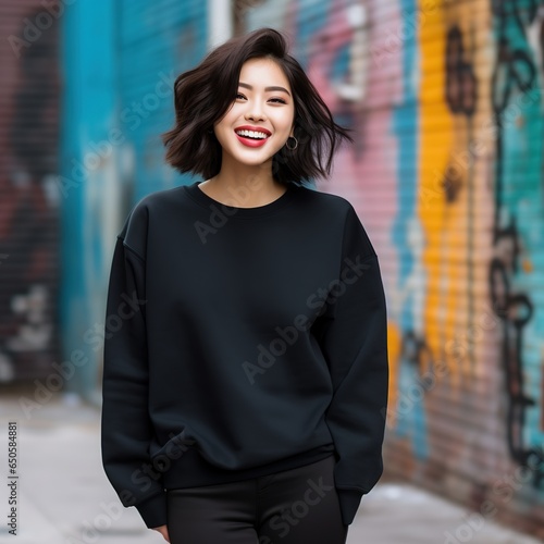 Wallpaper Mural Illustration of a fashion couple portrait with plain hoodie mockup,  AI generative. Torontodigital.ca