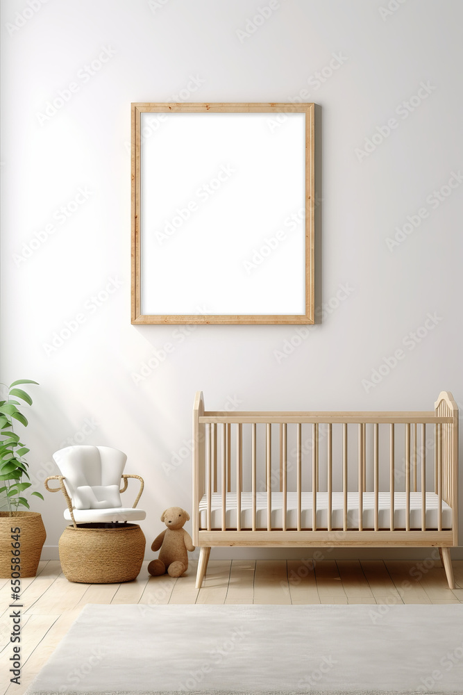 Nursery Mockup, Children's Bedroom, Minimalistic Design, One Poster Frame, Wooden Design, Kids Room, Nursery Frame Mockup, Nursery Interior, Modern Nursery Nursery Mockup, Children's Bedroom, Minimalistic Design, One Poster Frame, Wooden Design, Kids Room, Nursery Frame Mockup, Nursery Interior, Modern Nursery