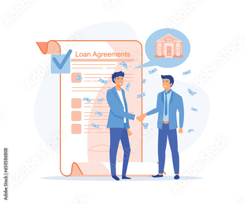 loan agreement concept,  borrow money from the bank, personal loan or financial support, flat vector modern illustration