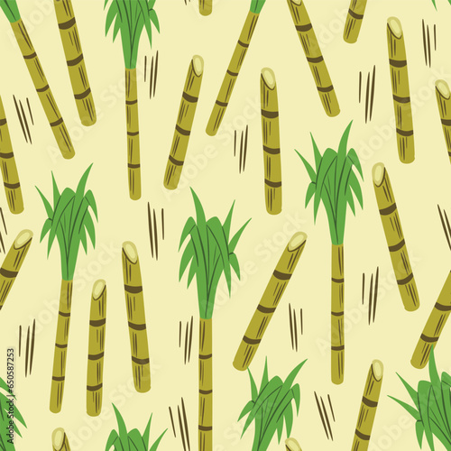 Sugarcane seamless vector pattern design