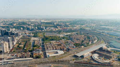 Naples, Italy. Panorama of the city overlooking the industrial area. Daytime, Aerial View © nikitamaykov