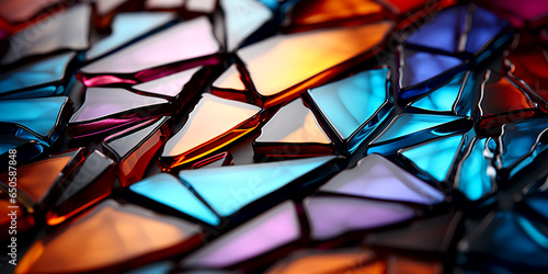 Abstract colorful translucent crystal background. Texture of broken glass or stained glass. Colorful bright wallpaper