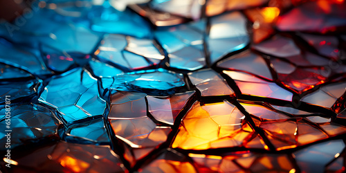 Abstract colorful translucent crystal background. Texture of broken glass or stained glass. Colorful bright wallpaper
