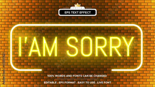 I'm Sorry Editable Neon Text Effect on Brick Wall Apologetic Message with Urban Edge