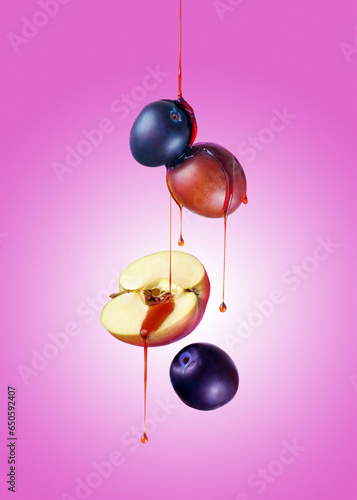 Fruts composition with pouring cherry syrup