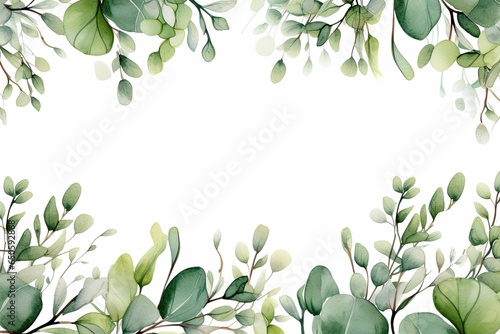 frame of leaves watercolor Eucalyptus Leaves Frame   Botanical Wedding Stationer   artwork graphic design illustration.