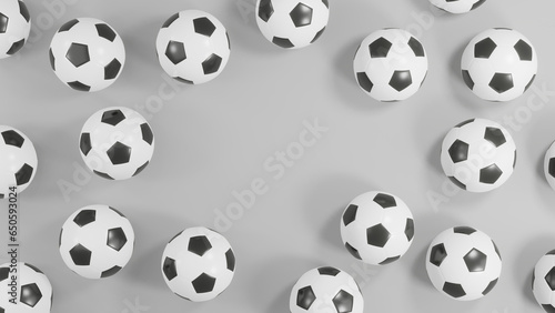 Sophisticated 3D Footballs  Monochromatic Soccer Balls on a Grey Backdrop