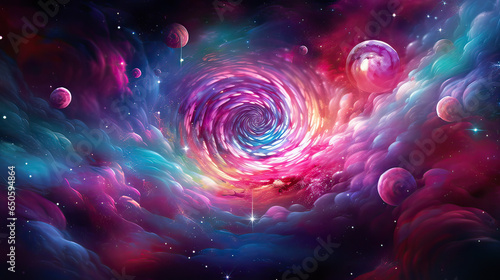 Candy nebula in a galaxy far away, a sweet interstellar marvel. AI generative