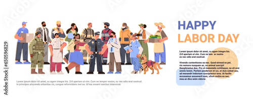 different occupation people group of diverse workers of various professions and specialists standing together happy labor day celebration concept