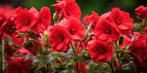 A field of red flowers  blossoms  background