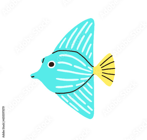 Cute funny fancy fantastic fish. Fantasy aquarium animal with big fins. Littl...