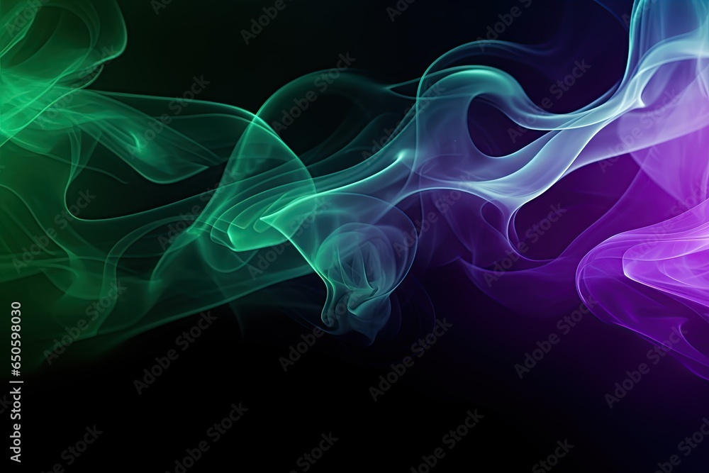 Modern background with smoke effect, mixing colors, purple and green