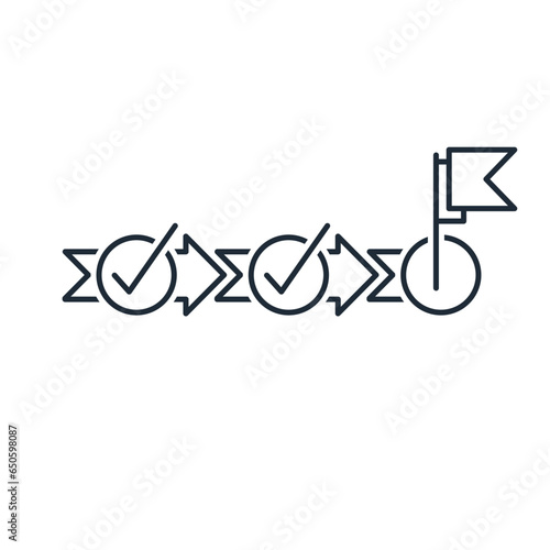Step by step project implementation. Phased execution.  Vector linear icon isolated on white background.