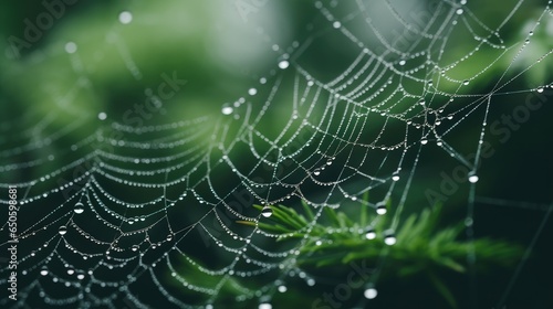 Spider web after rain, AI generated Image