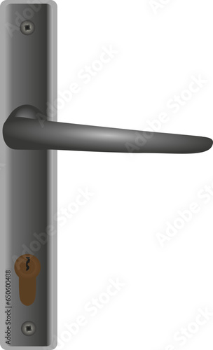 Door handle. Illustration a door handle from the front door. A handle on the doors. Illustration the lock and door handle