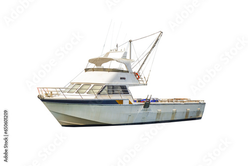 Cutout of an isolated fishing boat with the transparent png  photo