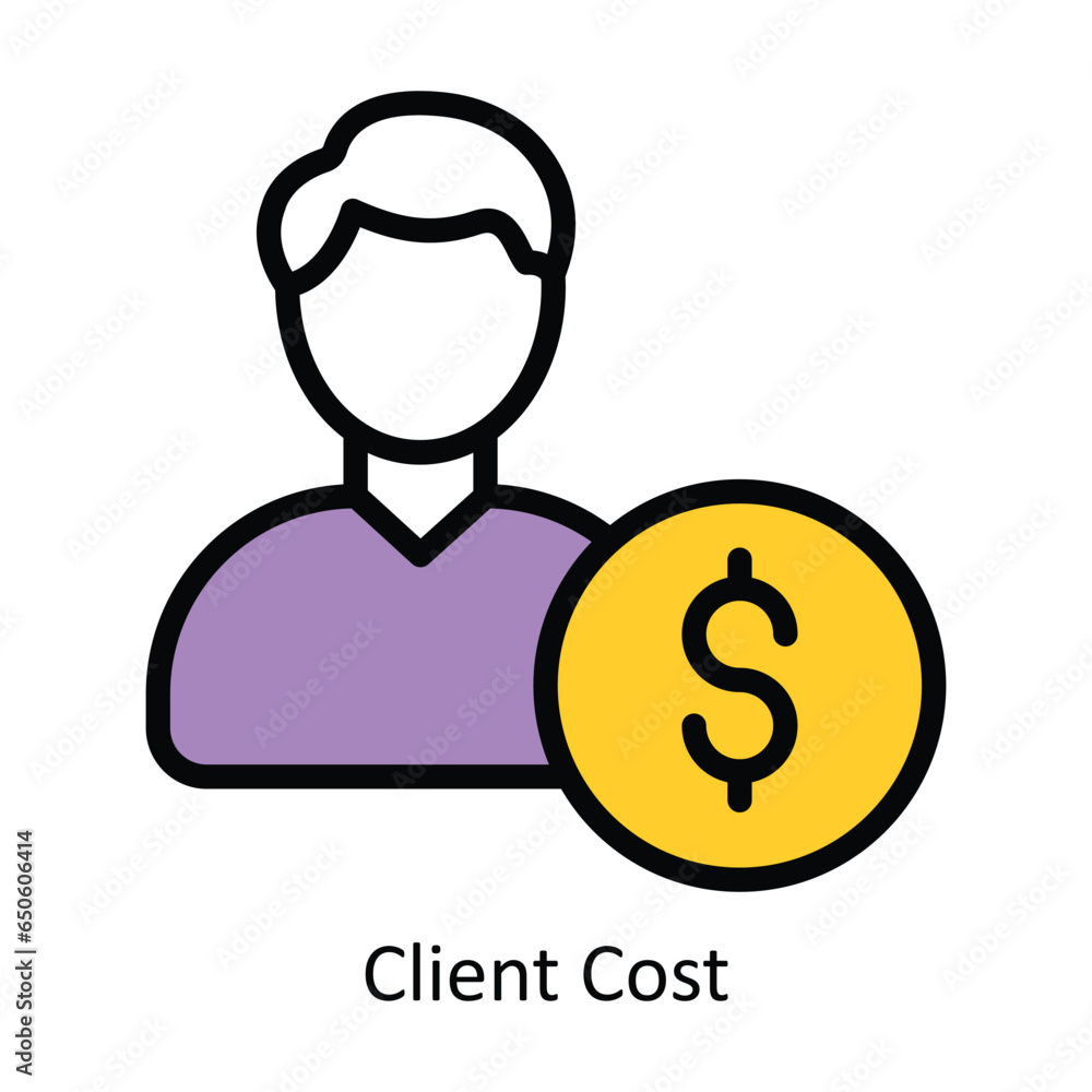 Client Cost vector Fill outline Icon Design illustration. Web store Symbol on White background EPS 10 File Client Cost vector Fill outline Icon Design illustration. Web store Symbol on White background EPS 10 File