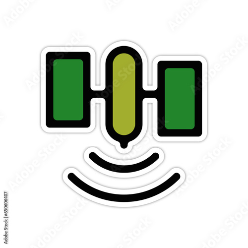 picto logo icones et symbole antenne satellite gras vert relief