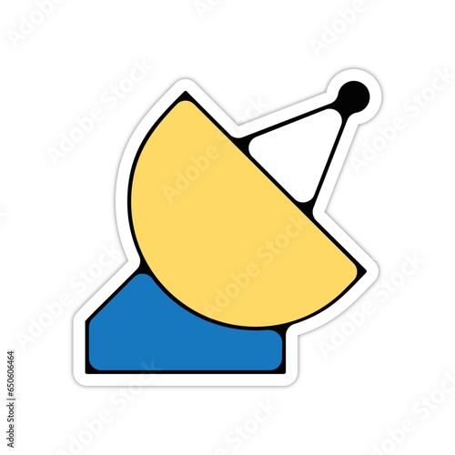 picto logo icones et symbole antenne satellite relais fin jaune relief
