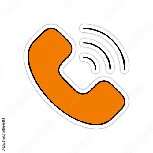 picto logo icones et symbole appel en cours fin orange relief