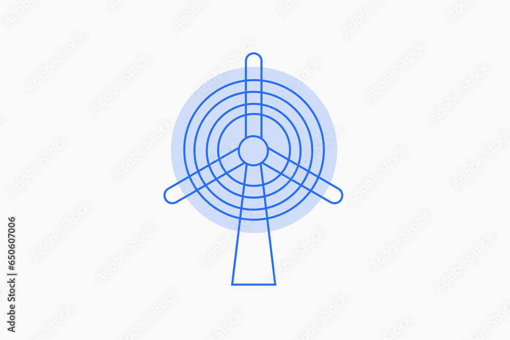 Geometric windmill illustration in flat style design. Vector illustration. Duotone blue. Geometric windmill illustration in flat style design. Vector illustration. Duotone blue.