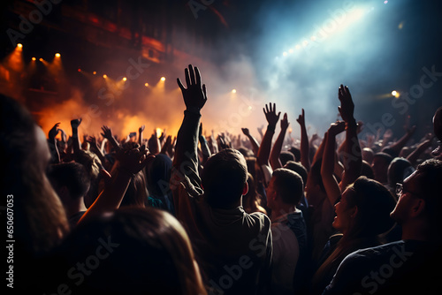 crowd of people dancing at concert 