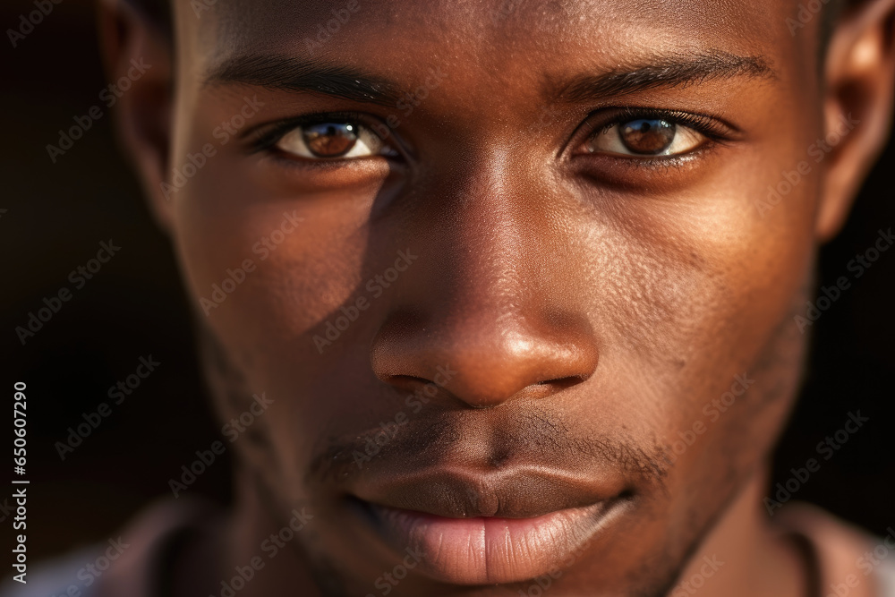 Close-Up Aufnahme eines Mannes mit schwarzer Hautfarbe Close-Up Aufnahme eines Mannes mit schwarzer Hautfarbe