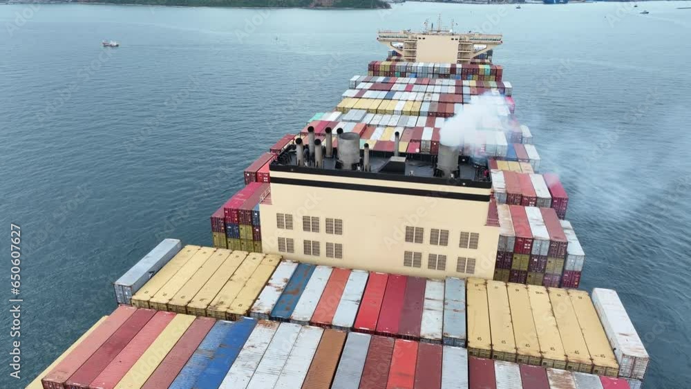 Smoke exhaust gas emissions carbondioxide from cargo lagre ship