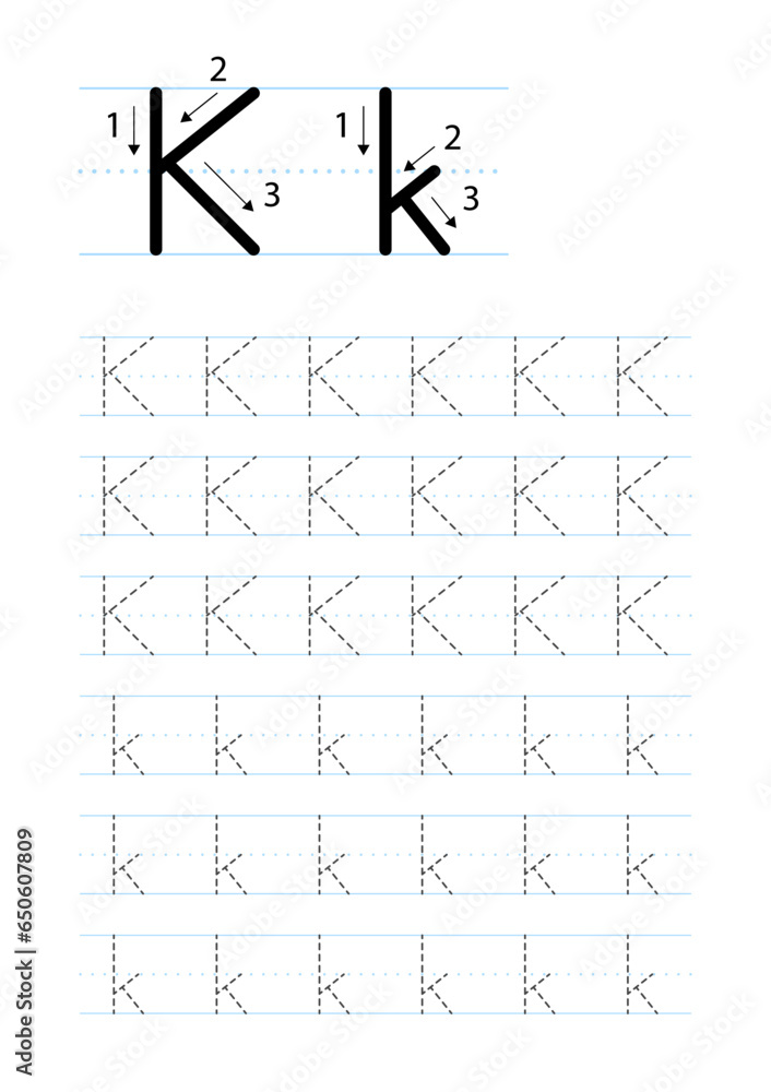 Printable letter K alphabet tracing worksheet Printable letter K alphabet tracing worksheet