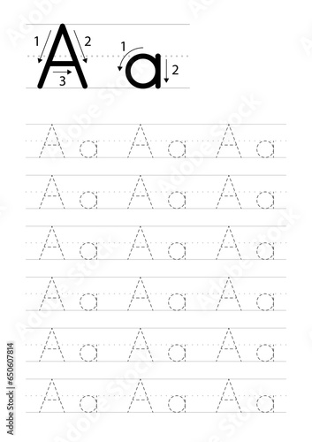 Printable letter A alphabet tracing worksheet