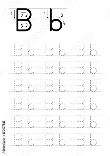Printable letter B alphabet tracing worksheet