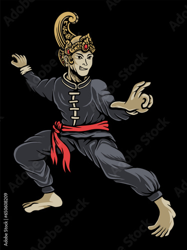 vector vintage character pencak silat illustration design