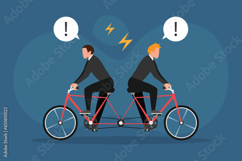 Business conflict, controversy or disagreement causing problem and failure 2d vector illustration concept for banner, website, landing page, flyer, etc