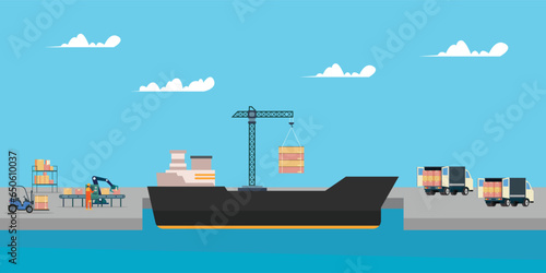 Global Logistics Concept Freight Forwarder, Airline, Airfreight Container Ships 2d vector illustration concept for banner, website, landing page, flyer, etc