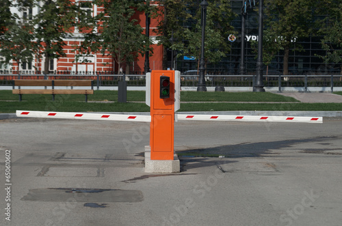 Two barriers for entry and exit from street parking